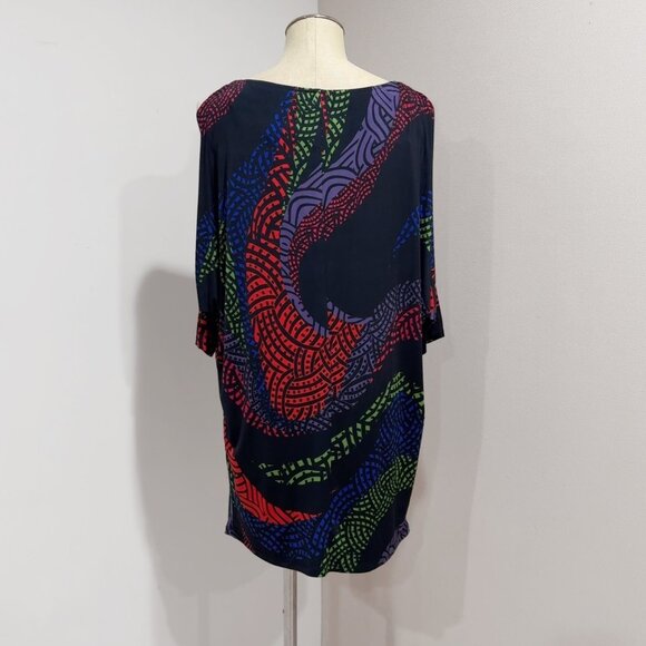 Nine West Women's Multicolor Cold Shoulder Stretch Cowl Neck Casual Dress Size 6 - Picture 2 of 5